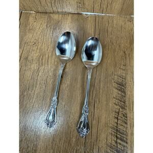 Oneida Rogers Deluxe Stainless Teaspoons Set Of 2 Floral Pattern